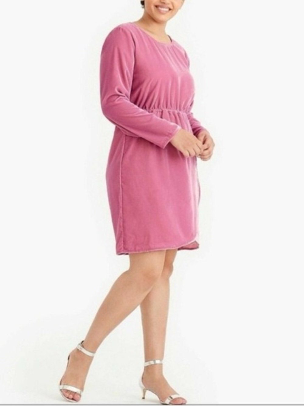 NWT J. Crew Pink Velvet Long Sleeve Dress 10